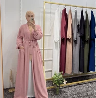 ramadan open abaya dubai kimono cardigan plain muslim hijab dress turkey pleated abayas for women african islam clothing kaftan