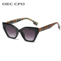 oec cpo unique printing cat eye sunglasses for women vintage double color sun glasses female fashion square eyeglasses uv400