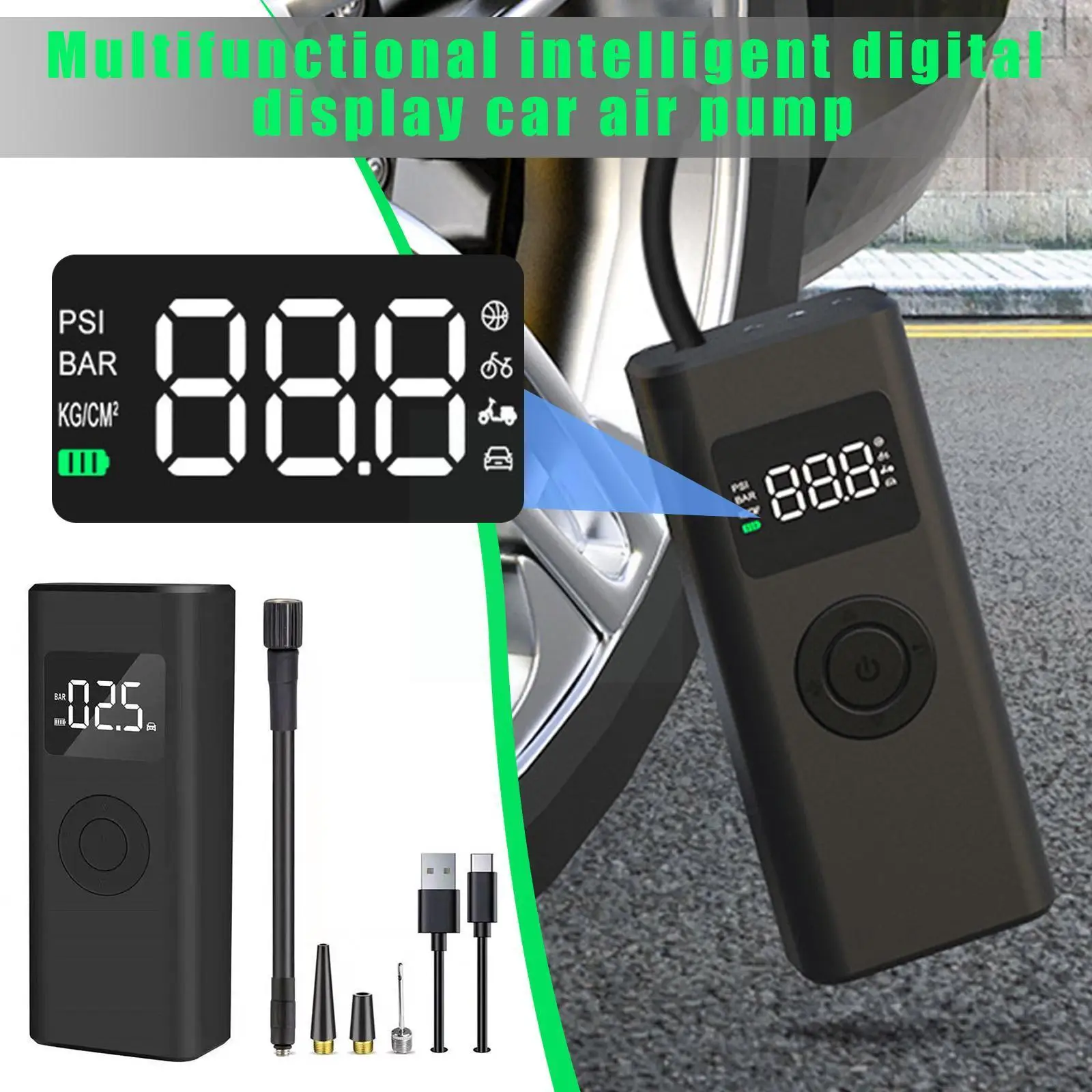 

150psi Air Compressor Portable Car Wheels Inflator Tire Electric Pump Air Motorcycle Wireless Automotive Compressor Inflato T5z0