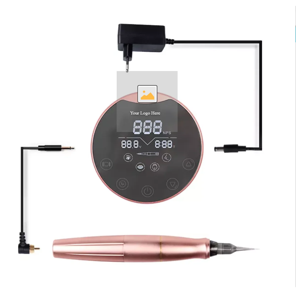 

2022 Round Mirror Portable Tattoo Power Supply Permanent Make up Machine Kit Biomaser BMX P90 Tattoo Machine Kit