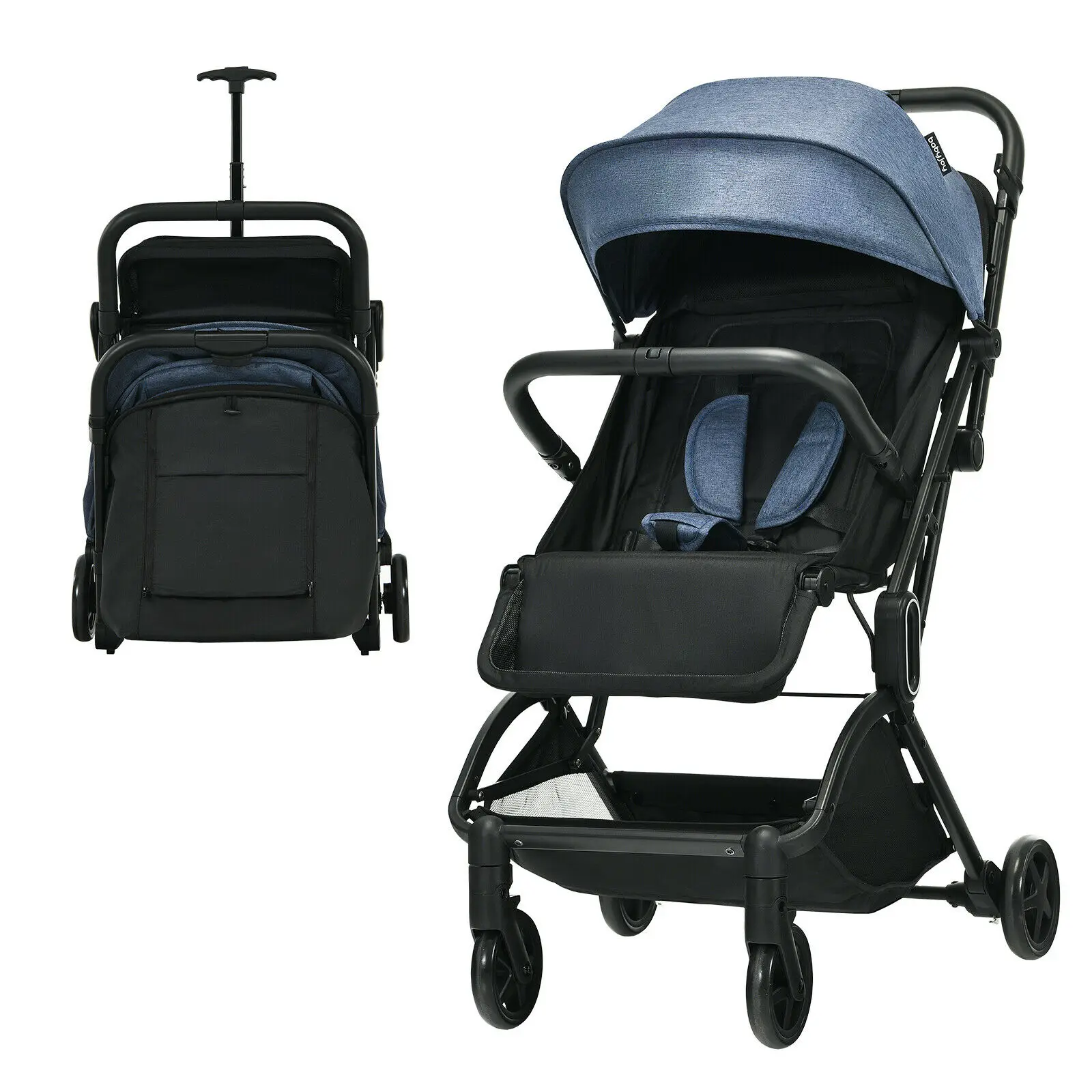 Babyjoy Lightweight Baby Stroller Foldable Travel Stroller for Airplane Grey  BC10002GR