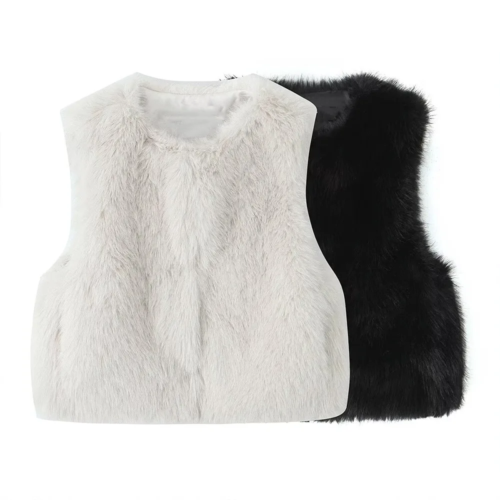 PB &amp ZA женский 2024 осенний новый модный универсальный короткий жилет с эффектом