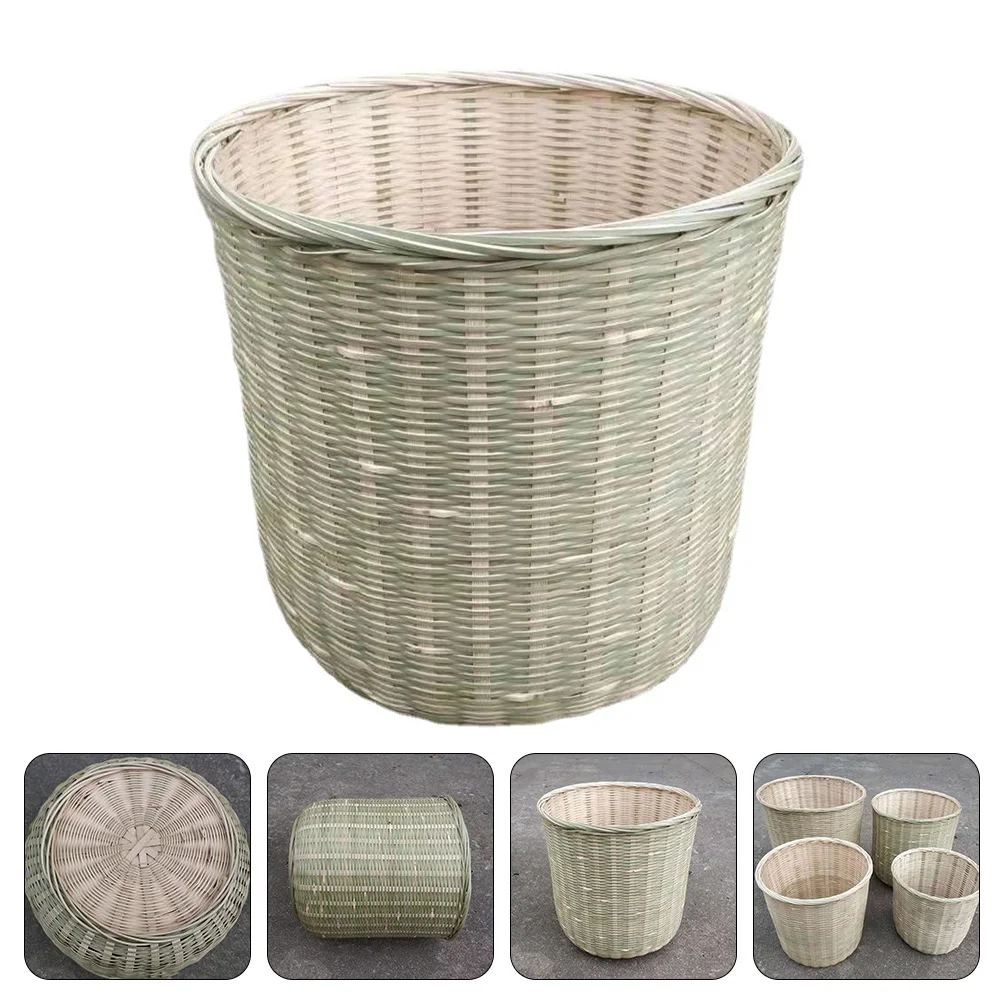 

Basket Woven Storage Waste Bin Bucket Wicker Hamper Trash Garbage Baskets Wastebasket Planter Can Versatile Kitchenround Fruit