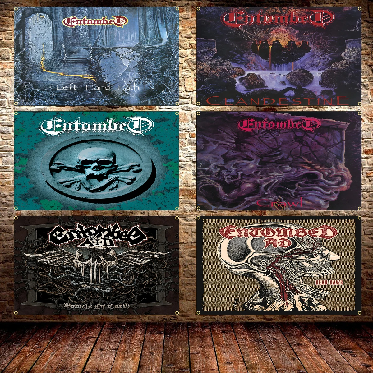 Фото Флаг группы Death/Dark Metal ENTOMBEDs, полиэстеровый баннер с принтом для декора комнаты, гобелен с изображением рок-группы №1