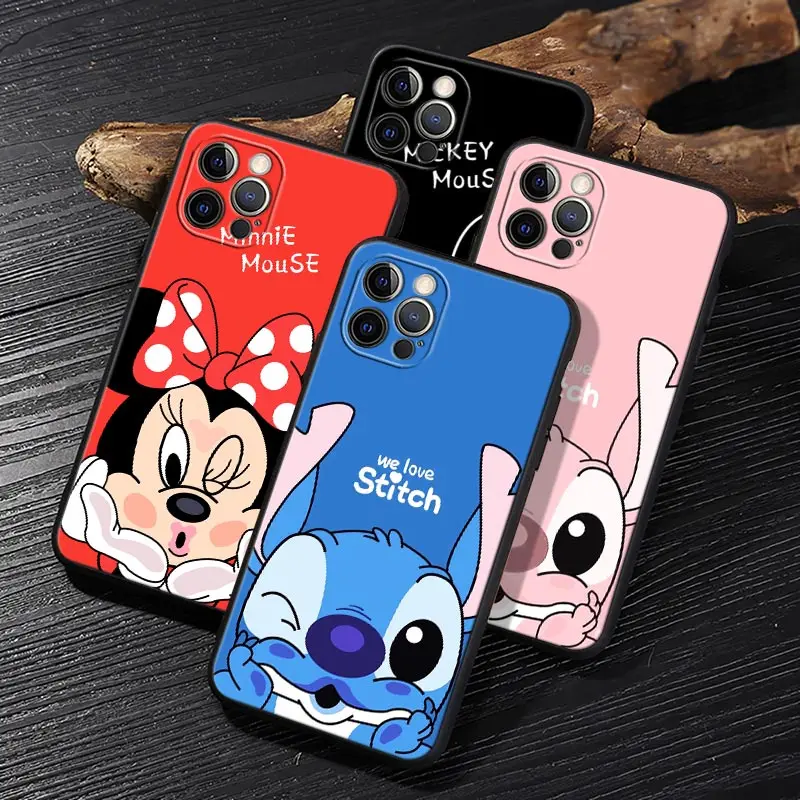 Фото Чехол Stitch с Микки и Минни Маус для iPhone 17, 16, 15, 14, 13, 12, 11 Pro Max Plus, задняя крышка для iPhone 17 Pro, 17E, Air 16E, мягкий чехол-футляр №2