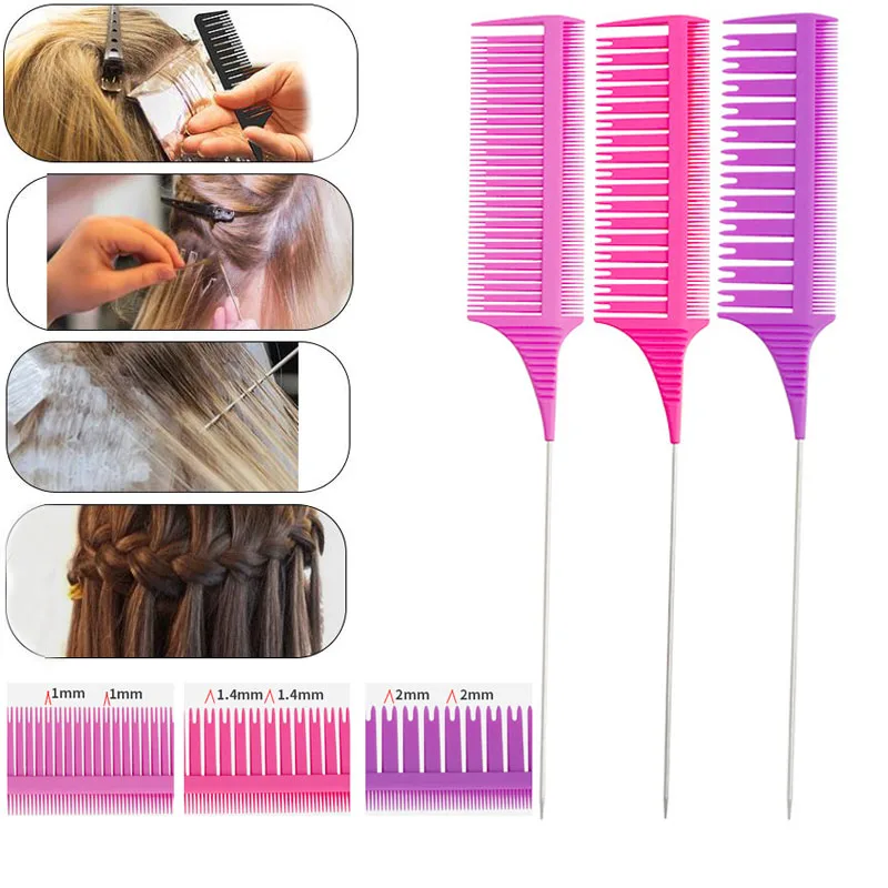 

3 Pack Hair Styling Comb Tail Comb Set Dyeing Comb Partition Highlight Braid Cutting Comb Tip Tail Comb Hair Accessories Combs