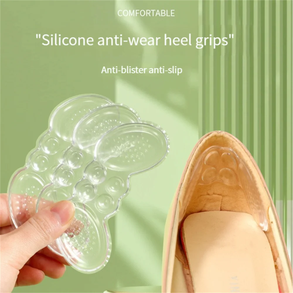 2 Pairs Silicone Heel Stickers Heels Grips for Women Men Anti Slip Heel Cushions Non-Slip Inserts Pads Foot Heel Care Protector