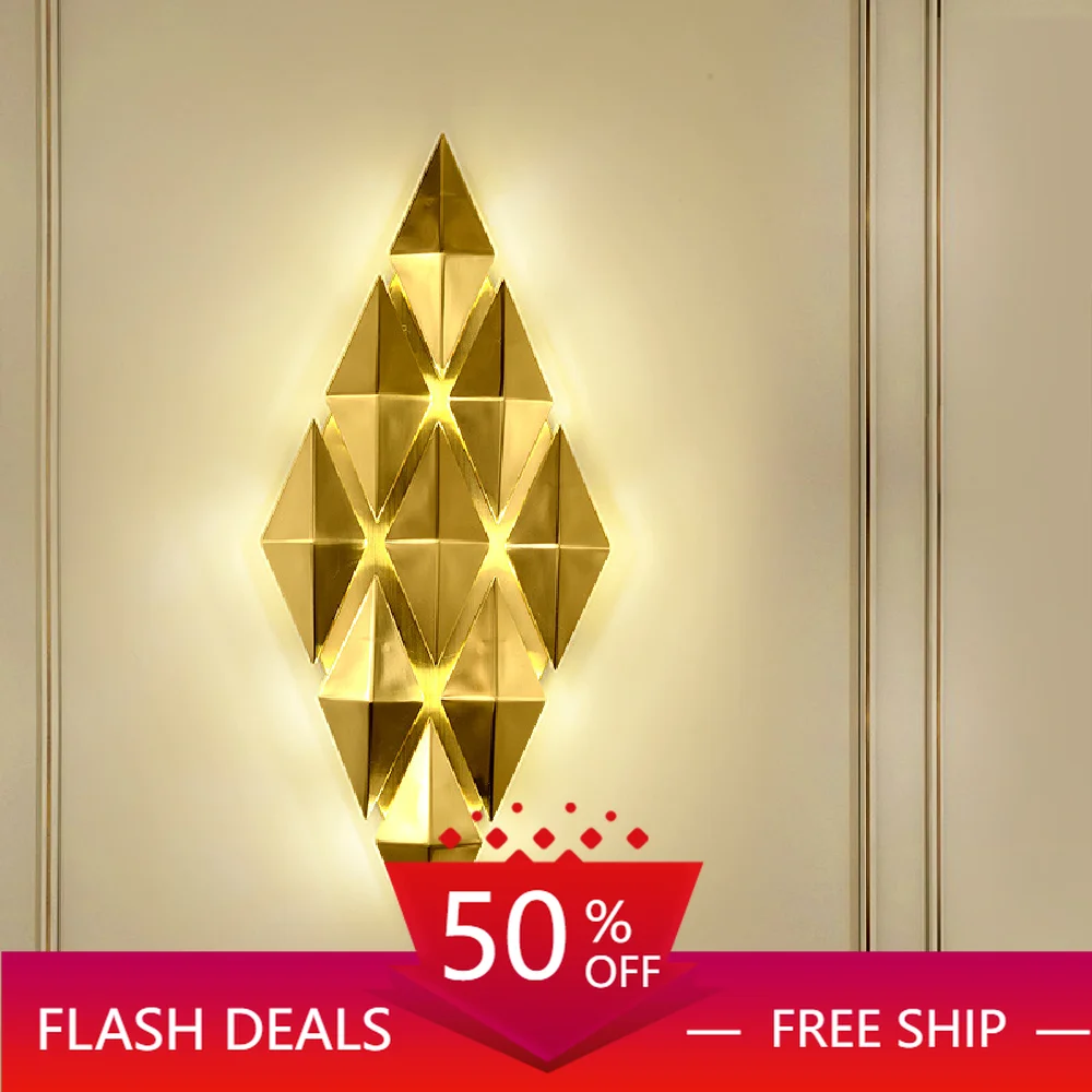 

Postmodern Luxury Wall Lamp Living Room Background Bedroom Bedside Wall Sconce Bathroom LED Lighting Copper Aisle Home Fixtures