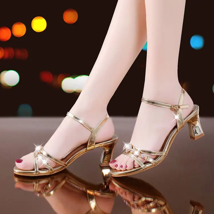 

Summer Women Crystal High Heels Sandals Chunky Designer Pumps 2022 New Luxury Women Heels Shoes Slingback Slippers Ladies Slides