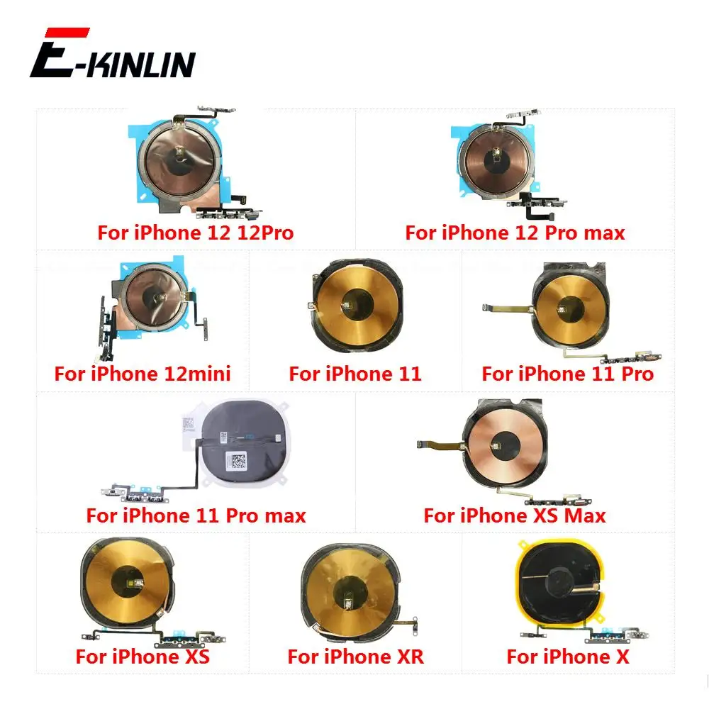 

Wireless Charging Charger Panel Coil Chip NFC Flex Cable With Volume Button For iPhone 11 12 mini 12 Pro X XS Max XR