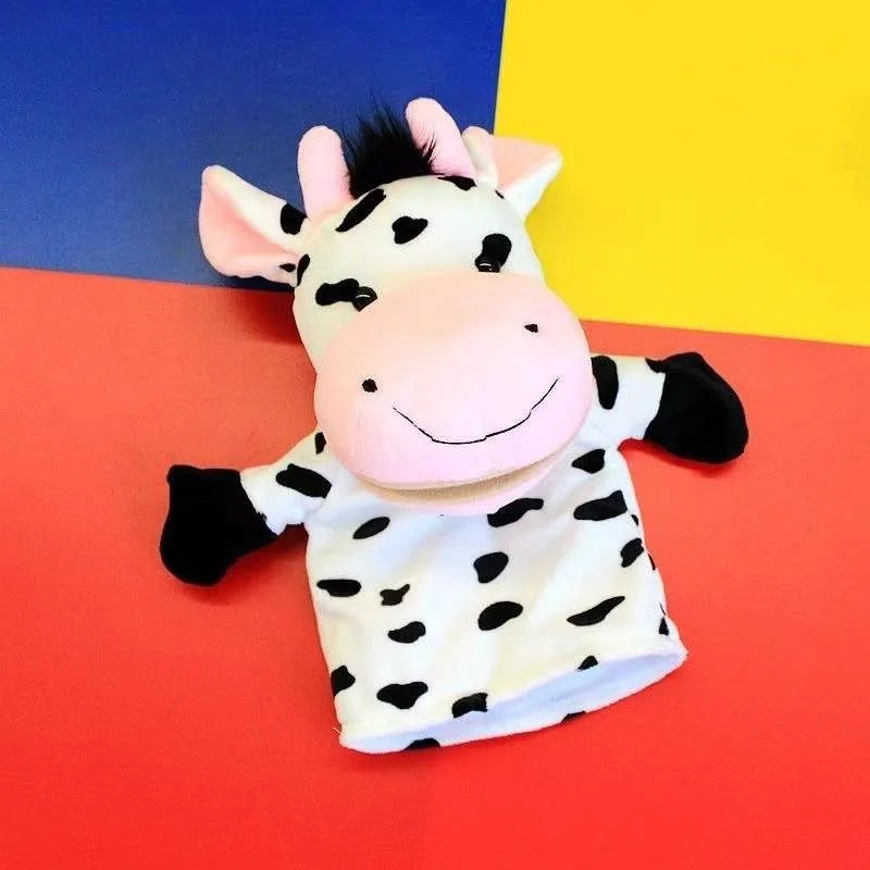 

2023 Мультяшные животные Обезьяна Собака Лев мягкая плюшевая ручная марионетка Рождественский подарок для детей