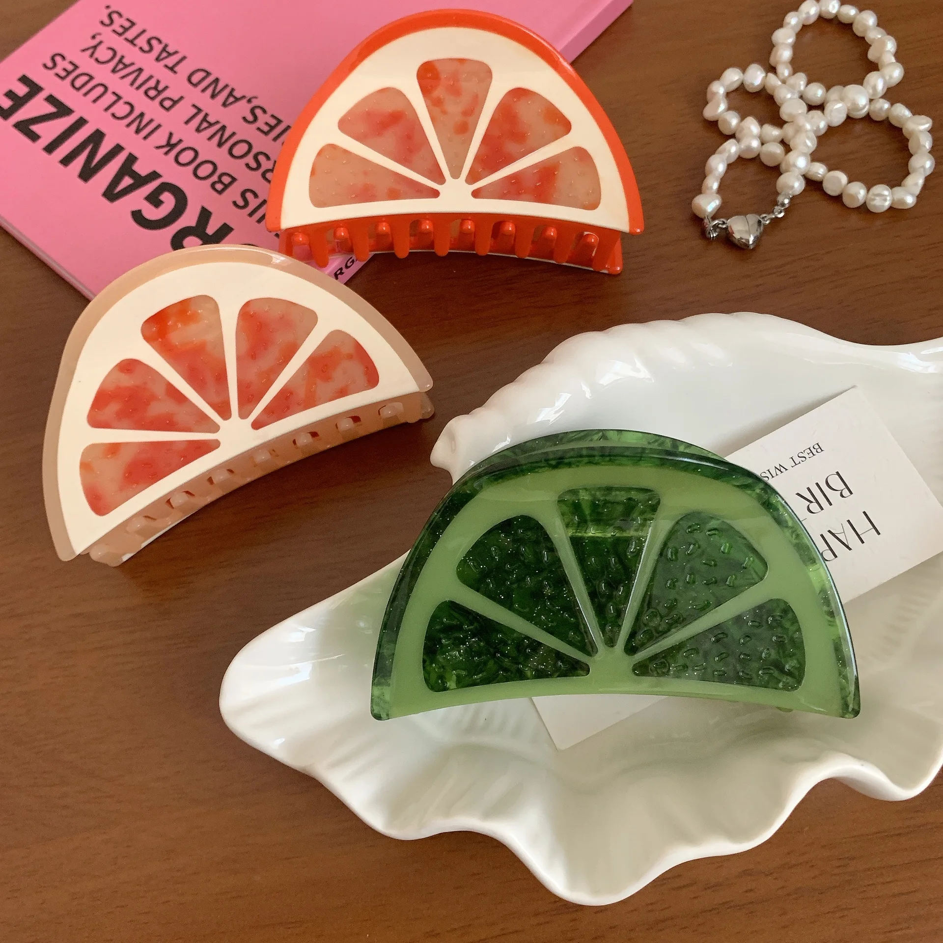 Новинка летняя заколка для волос Muweordy в виде фруктов грейпфрутовый ацетат