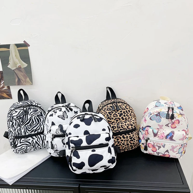 

Women Animal Print Backpacks Trendy Nylon Women Bag 2022 School Bags White Female Backpack For Teenage Girls