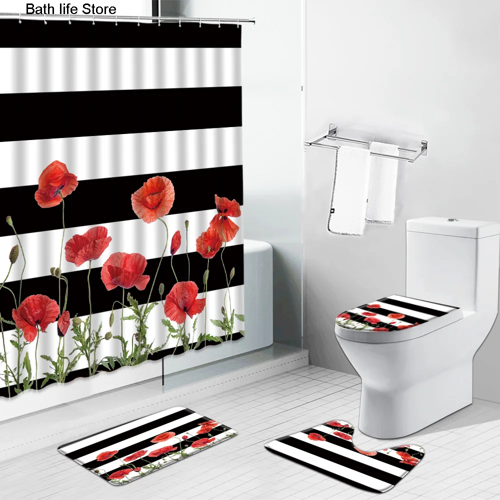 Занавеска для душа с изображением розовых цветов растений s занавеска кактуса