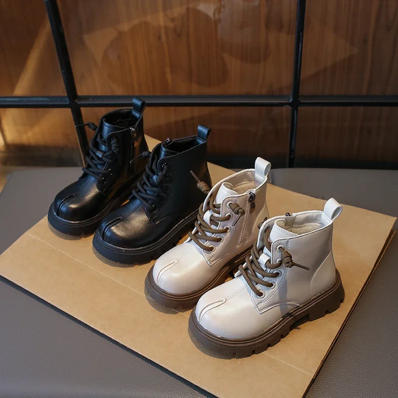 

Детские короткие кожаные ботильоны для девочек, простые модные детские ботинки принцессы, универсальные ботильоны на весну и осень, новинка 2023