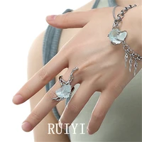 irregular metal rings natural stone ring geometric twist thick silvery plated for women jewelry gifts 2022 new cool design