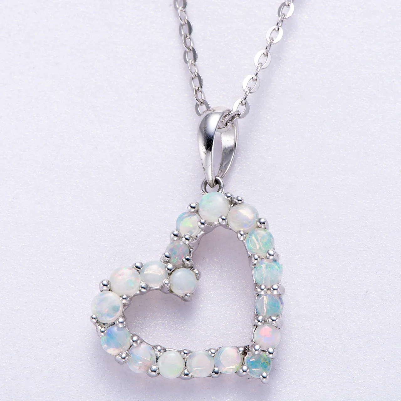 Кулон с цепочкой из серебра 925 пробы с родиевым опалом