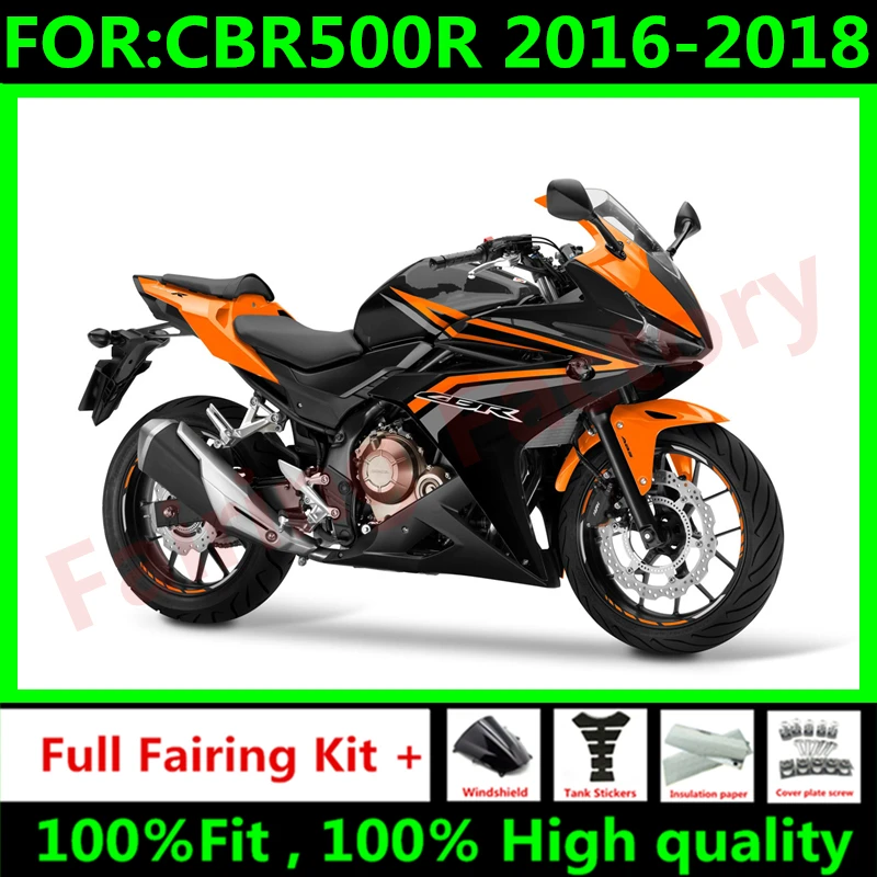 

New ABS Motorcycle Whole Fairings Kit fit for CBR500RR 2016 2017 2018 CBR500 RR CBR500R Bodywork full fairing kits orange black