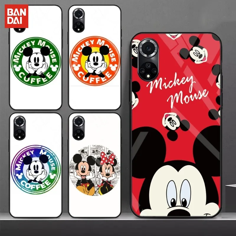 

BANDAI Mickey And Minnie Phone Case Glass Cover For Huawei P 40 30 20 10 Pro Plus P50 P9 P Smart 2019 2021 P Smartplus Smart Z