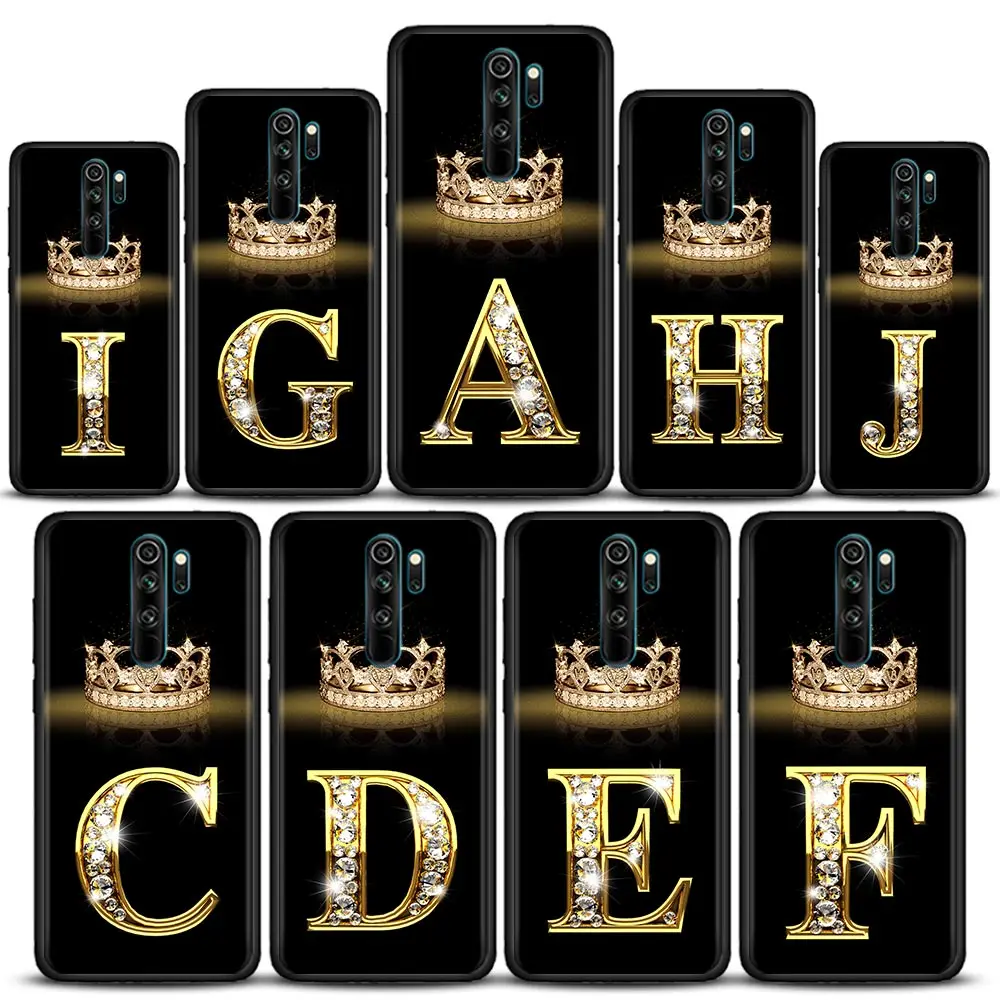 

Diamond Crown Letter Case For Xiaomi Redmi 9A 7A 9C 9T 9 10 7 6 8A Case Soft Silicone Cover For Redmi K40 K40s K50 Pro