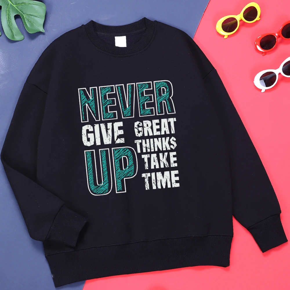 

Never Give Up Great Thinks Take Time Men'S Sweatshirts Outdoor Daily Hoodies Brand Oversized Streetwear Basic Fashion Tracksuit