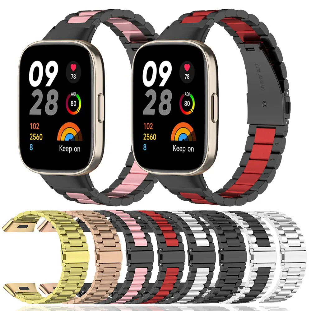

For Redmi Watch 3 Metal Stainless Steel Watchband Smart Bracelet Global Version Watch Band For Redmi 3 Active Strap Accessories