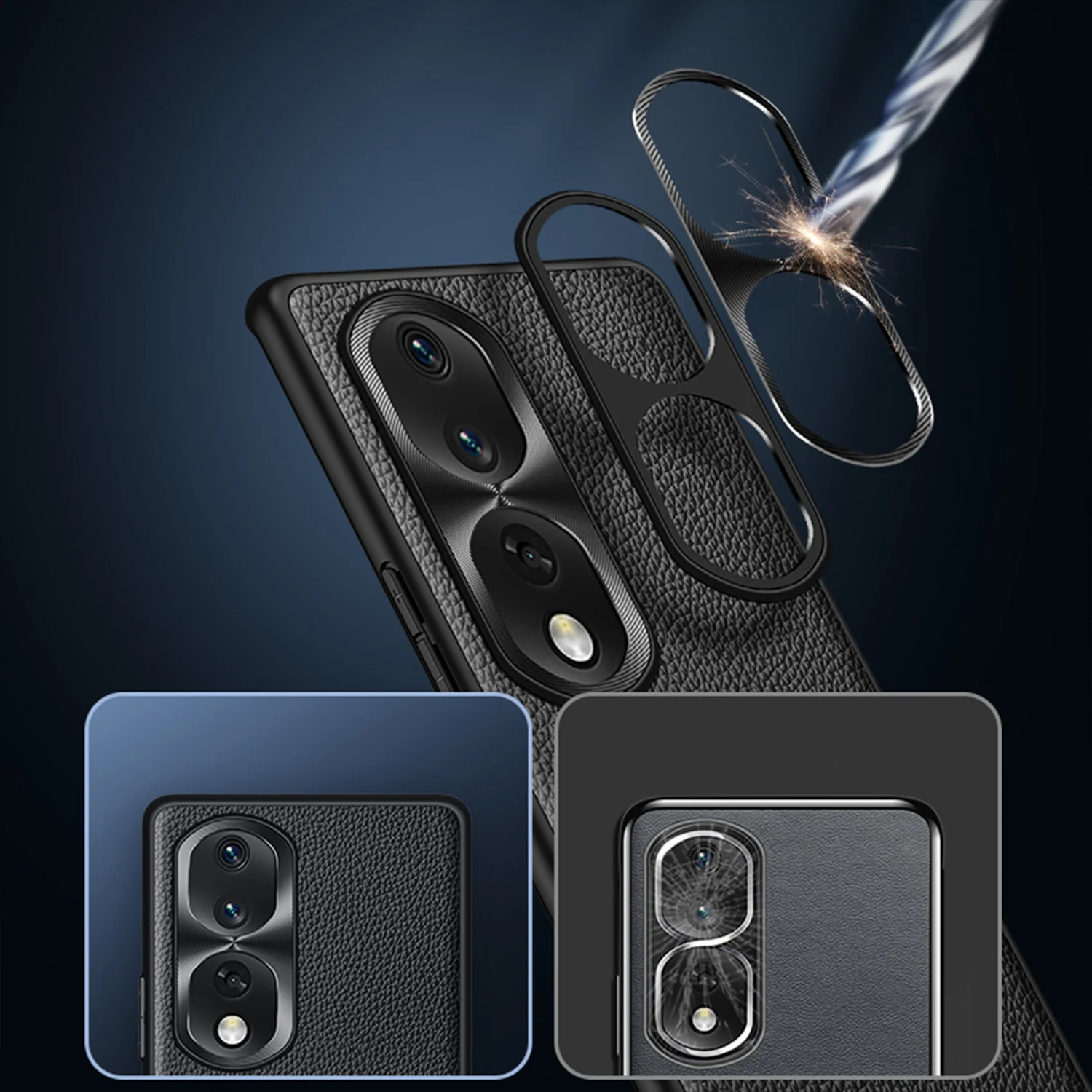 Genuine Leather Mobile Phone Cases For Honor 80 Pro 3d Lens Full Protector Cover For Honor80 Pro Coque Luxury Phone Shell