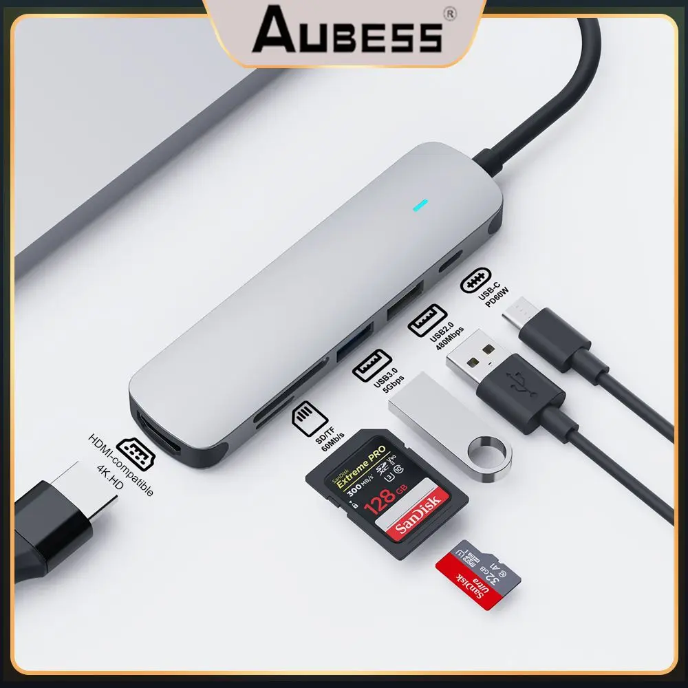 

Pd 60 Вт Type-c концентратор 6 в 1 Usb концентратор 3,0 5gpbs высокоскоростной ПК концентратор Otg адаптер Офисные инструменты для Lenovo Xiaomi Macbook 1 шт. 5 в 1