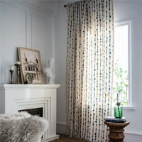 1 5m width blue striped geometric printing curtain kitchen bedroom bay window curtain