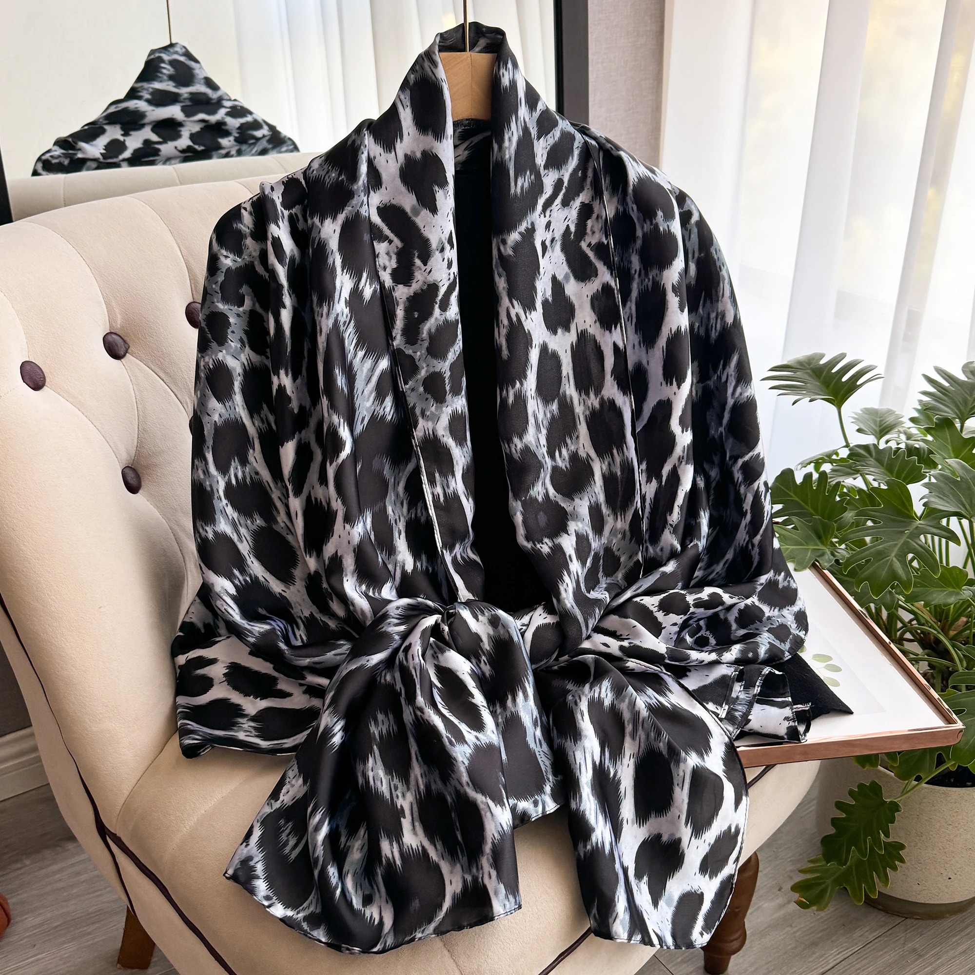 Весенний мягкий шелковый шарф высокого качества женский элегантный с