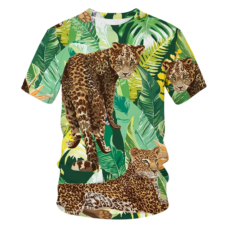 

Футболка мужская с 3D-принтом животных, короткий рукав, леопард, Забавный дизайн, Повседневная рубашка
