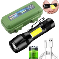 mini portable led flashlight usb rechargeable zoom q5 torch outdoor 3 lighting modes camping light waterproof remote hiking