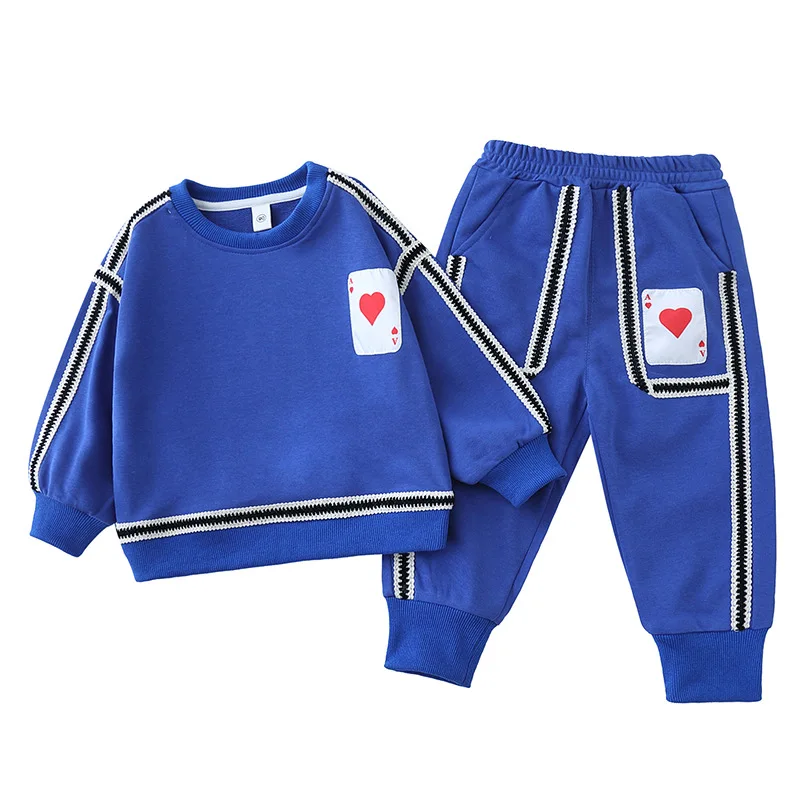 

Детский спортивный костюм на весну и осень, Модный комплект одежды для мальчиков, хлопковый свитер + брюки, комплекты детской одежды