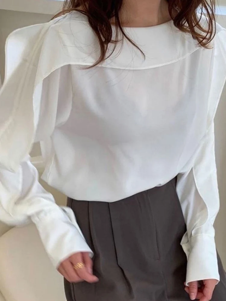 

Women Ruffle Shirts 2023 VONDA Elegant Long Sleeve Solid Blouse Sexy Ovesized Shirts OL Office Basic Winter Tops Feminina