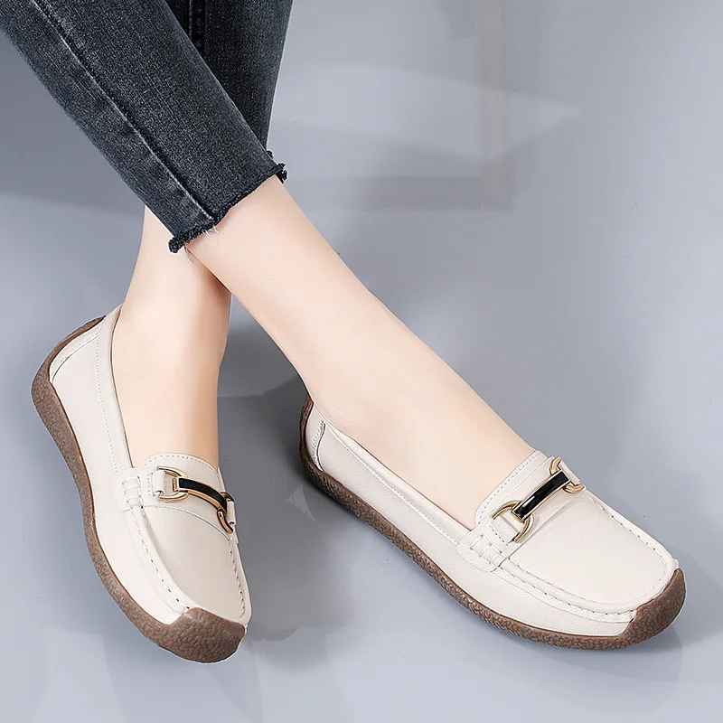New Women Office Flat Shoes Comfortable Female Leisure Flat Leather Shoes Fashion Ladies Mocasines Spring Autumn Woman Laofers