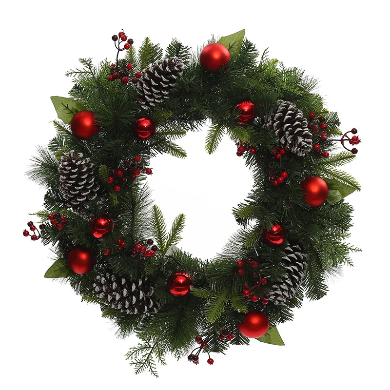 

30cm Pine Needle Ornament Garland Christmas Door Hanging Home Pendant Office Decoration Holiday Atmosphere Layout Props