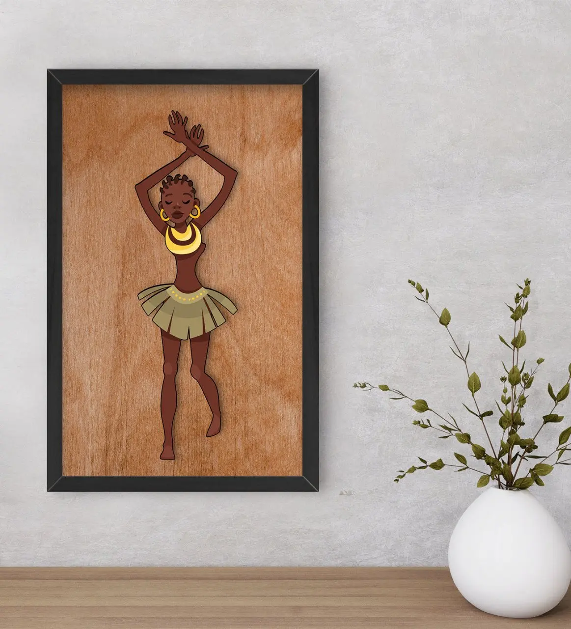 

BK дома в африканском стиле женские отделочная древесина в черной оправе Tablo-1