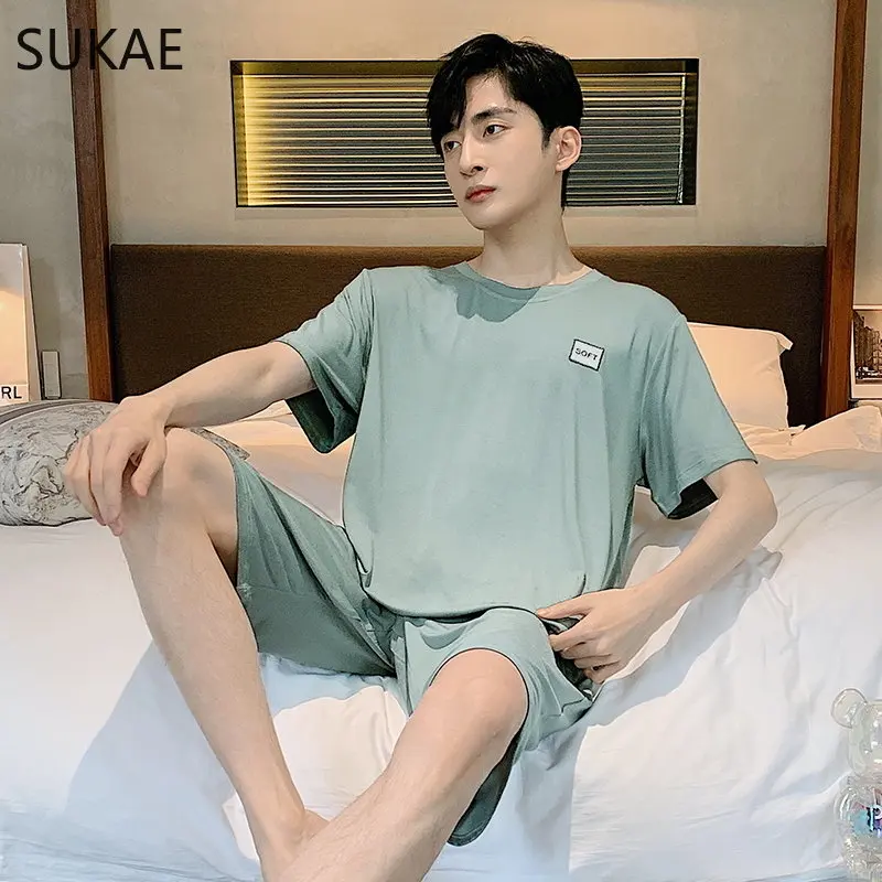 SUKAE Summer Shorts Man Cool Modal Casual Sleepwear Boy Fashion Leisure Style Man's Pyjama Homme Elegant Men Pajamas Nightwear