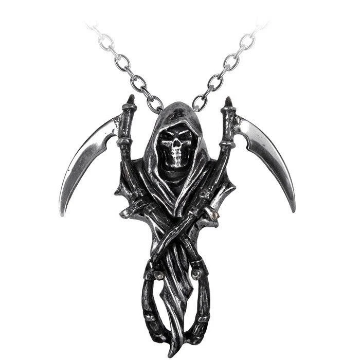

New High Quality Zinc Alloy Reaper's Scythe Skull Pendant Reaper's Goth Death Pendant Necklace Jewelry