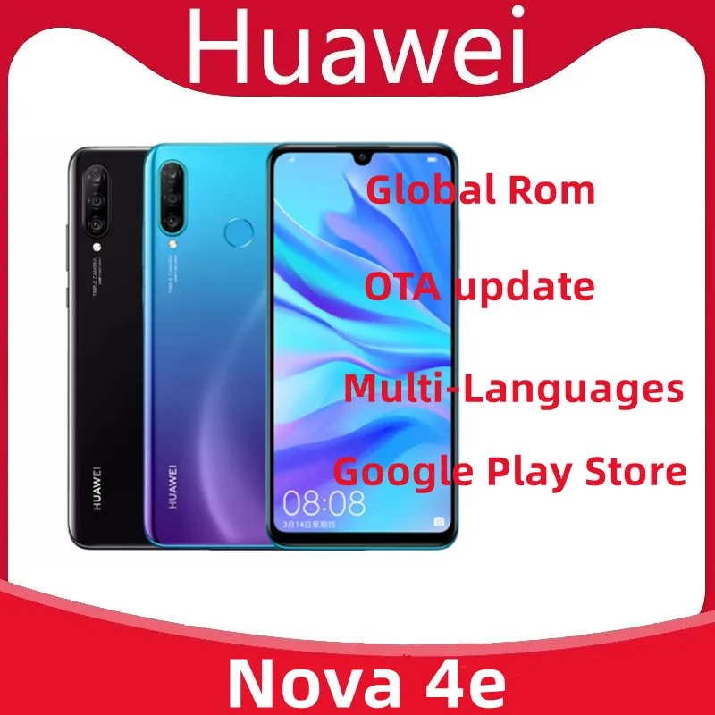 Originale Global Rom HuaWei P30 Lite Nova 4e telefoni cellulari Android 9 Fingerprint Kirin 710 Multi Languages 6.15 "schermo Celulares