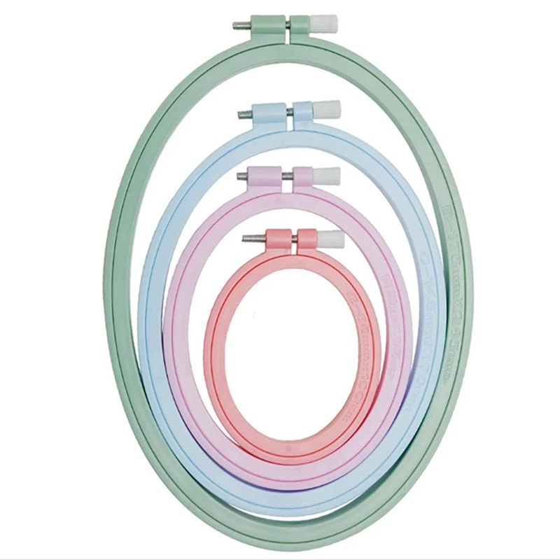 

4 Pieces 4 Sizes Oval Embroidery Hoops,ABS Plastic Cross Hoops Embroidery Frames For Sewing, DIY Embroidery Craft