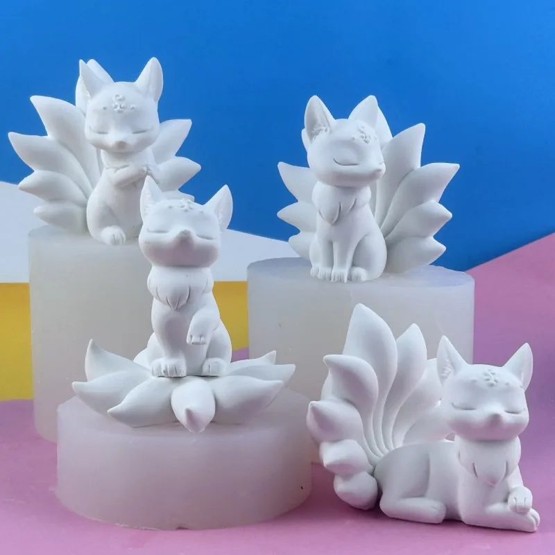 

Nine tailed Fox Silicone Mold DIY Handmade Aromatherapy Gypsum Candle Pendant Decoration Dropping Glue Mould