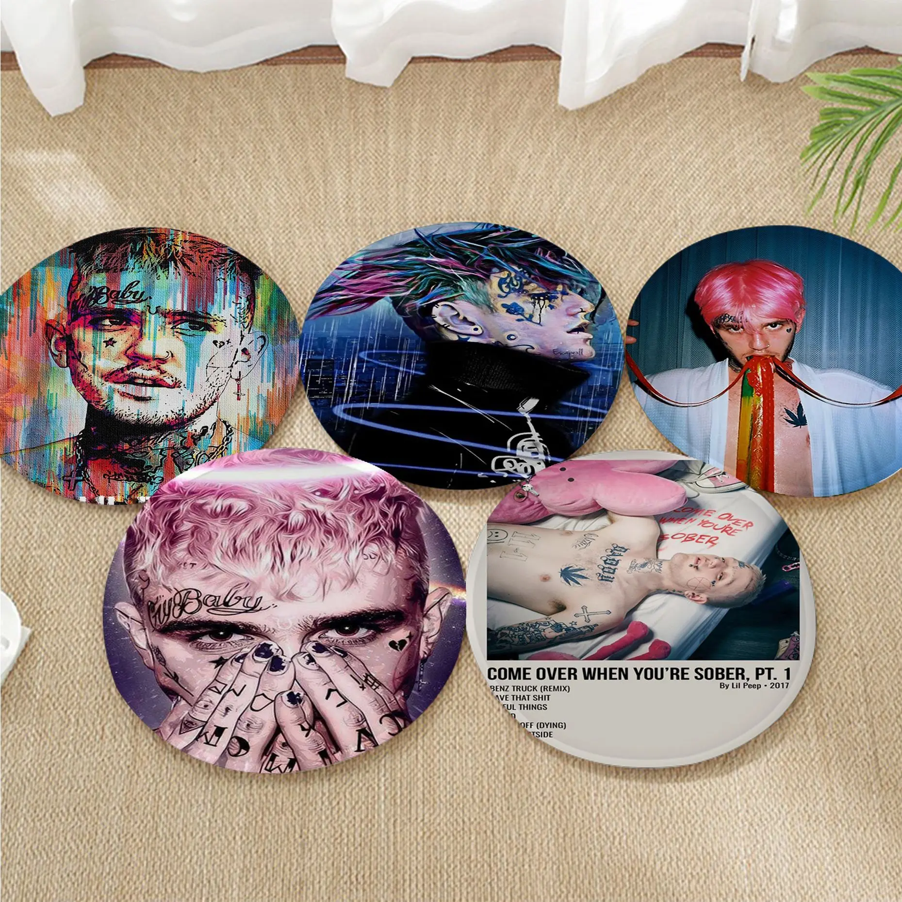

Lil Peep Hip Hop Simplicity Multi-Color Dining Chair Cushion Circular Decoration Seat For Office Desk Cushions Home Decor