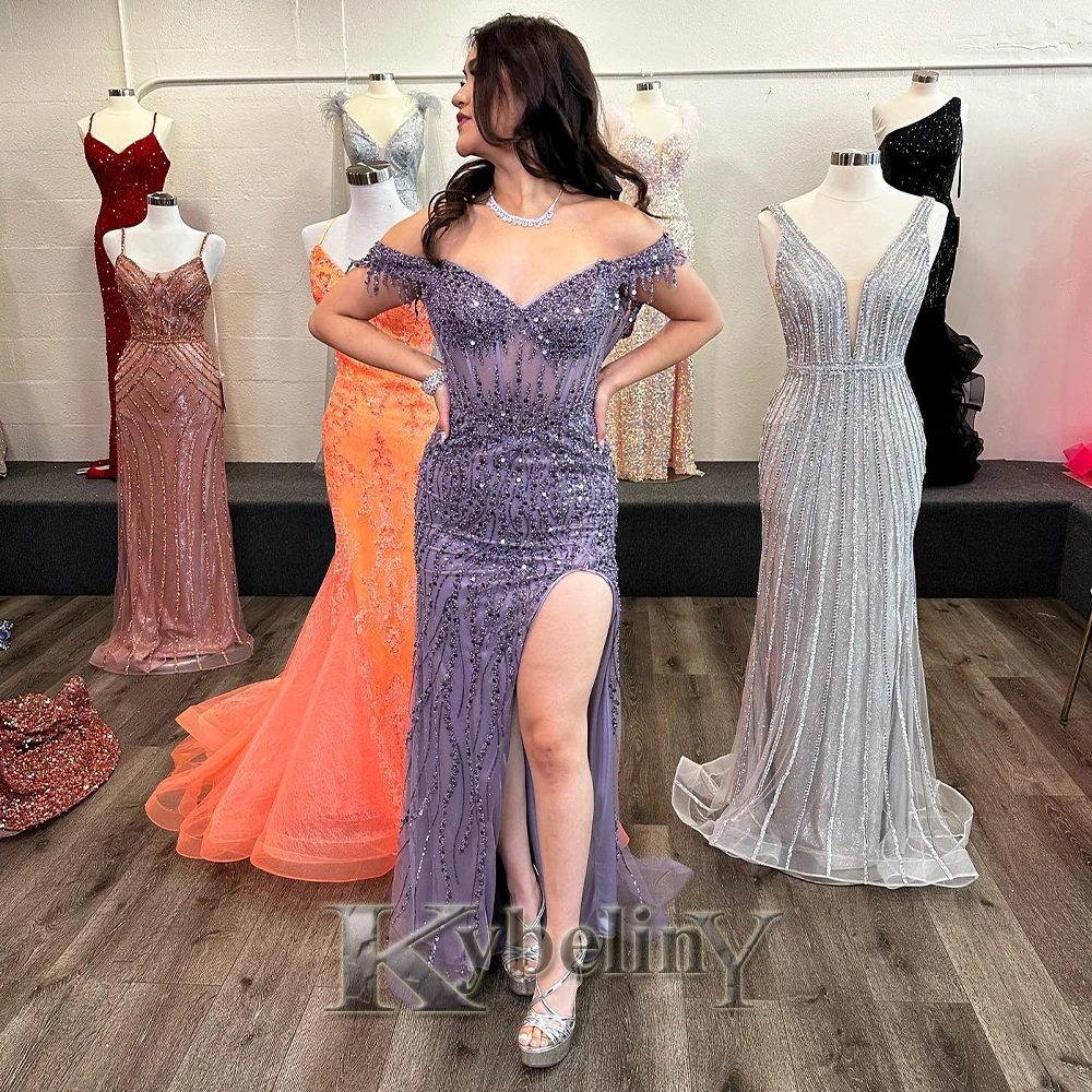 

Kybeliny Exquisite Prom Dress High Slit Off Shoulder Mermaid Evening Gowns Vestidos De Fiesta 2023 For Women Party Drop Shipping