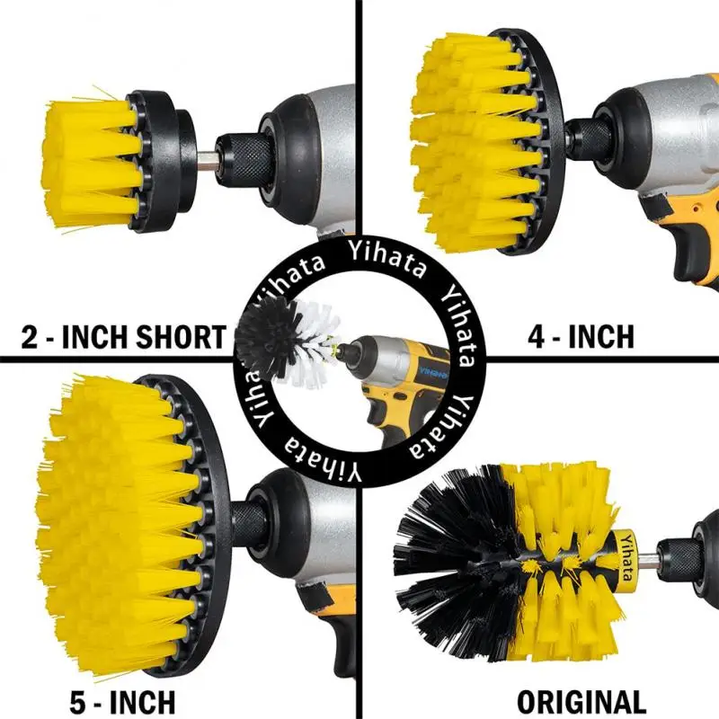 

With Extender Bathroom Cleaning Kit Round Plastic Scrubber Brushes Auto Tires Cleaning Brush Attachment Set Drill Brush Polisher