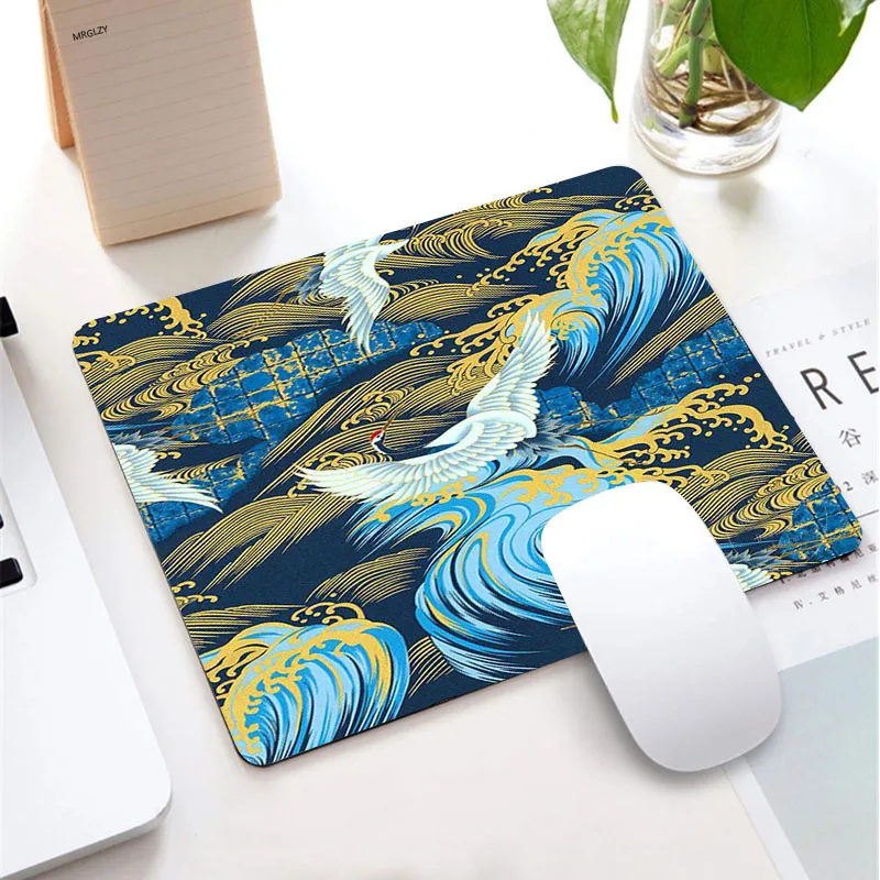 

220X180MM Japanese-style Crane Bird Small Rubber Mouse Pad MousePad Gamer Art Kaeyboard Pad Gaming Accessories Desk Mat for LOL