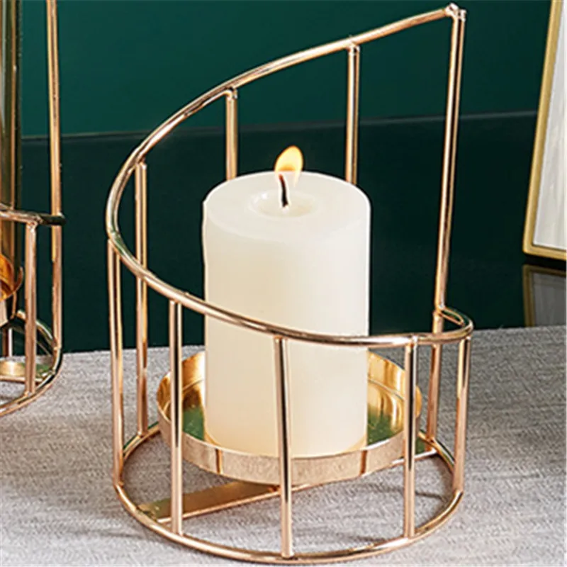 

Geometric Revolving Candlestick Wrought Iron Romantic Decoration Candlestick Simple Smooth Line Nordic Style Candlesticks