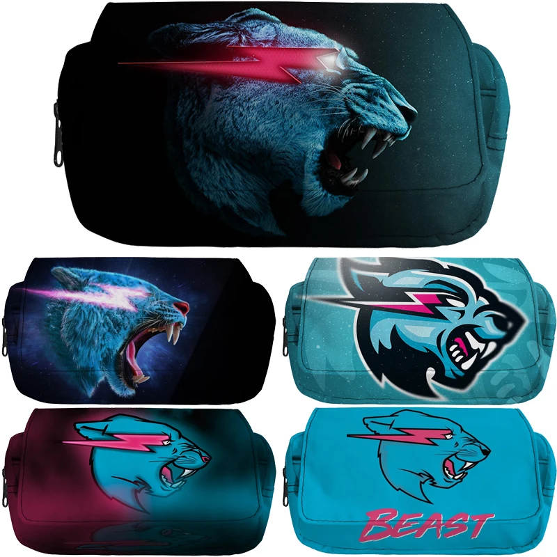 

Пенал с надписью «Mr Beast» и молнией для детей