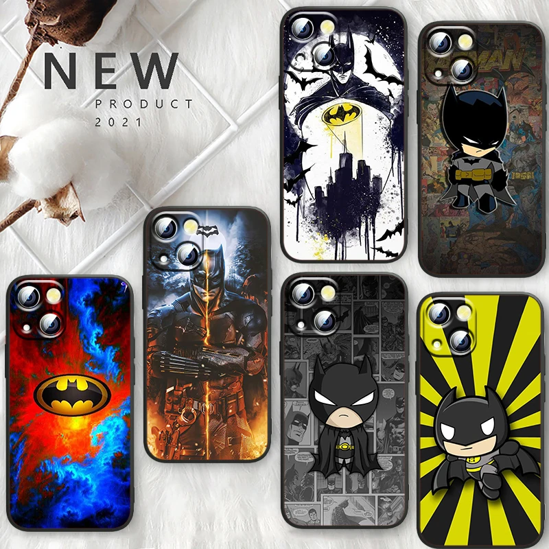 

Justice League Batman Heroes Phone Case For Apple iPhone 14 13 12 11 Pro Max mini XS Max XR X 8 7 Plus SE 2020 Black Soft Cover