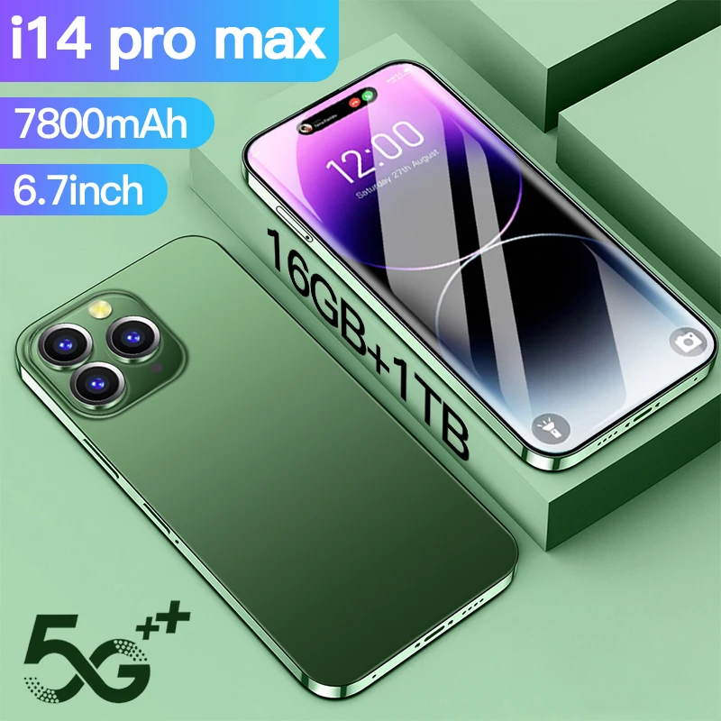 

New i14 Pro Max Smartphone 6.7 Inch Original Full Screen 16GB+1TB 7800mAh Mobile Phones 4G 5G Global Version Cell Phone